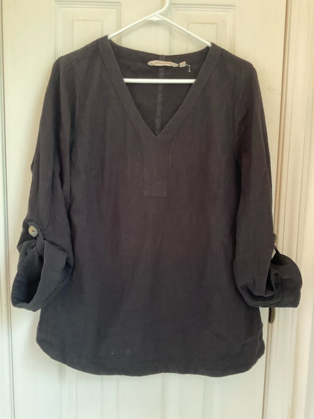 Soft Surroundings Black V-Neck Long Sleeve cotton Tunic 20” by 26” capsule